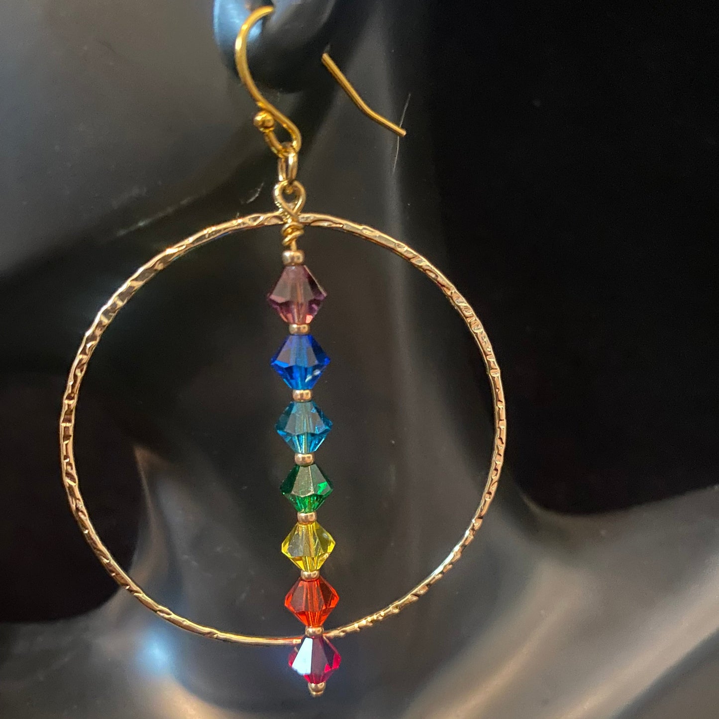 Gold Hoop Chakra Crystal Earrings