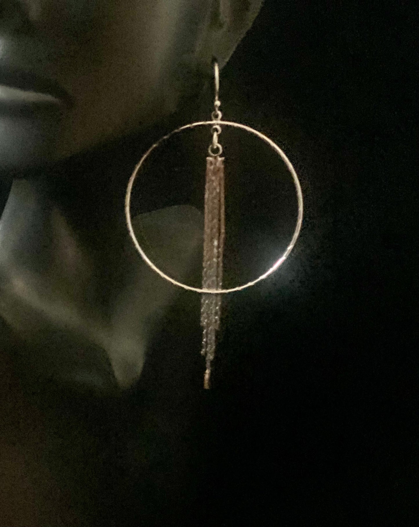 Silver Hoop Chain Drop Earrings