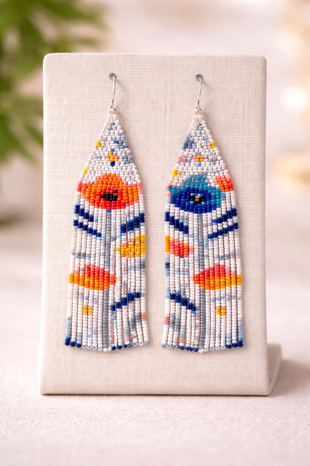 Wild Flowers Mismatch Beaded Fringe Earrings