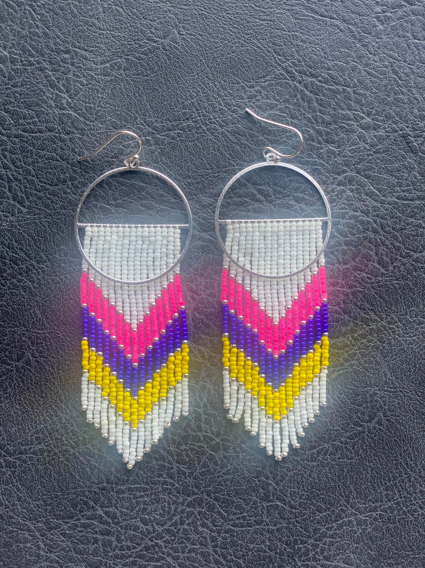bright pink blue yellow fringe