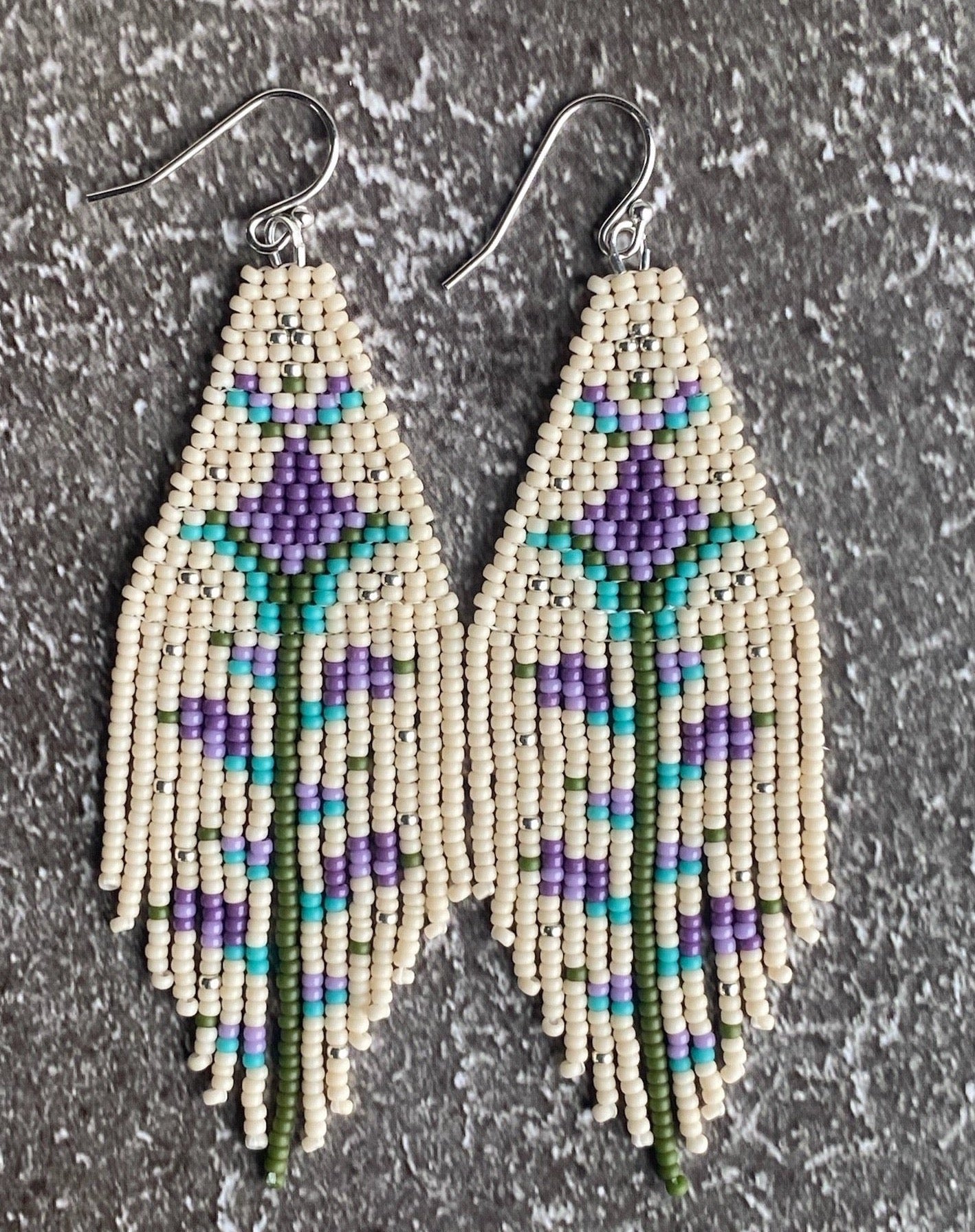 purple and turquoise flower fringe