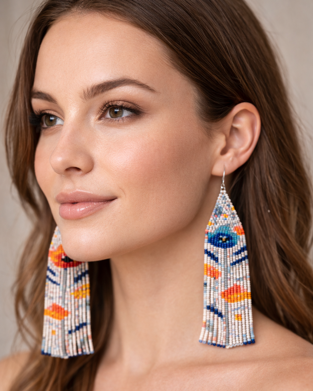 Wild Flowers Mismatch Beaded Fringe Earrings