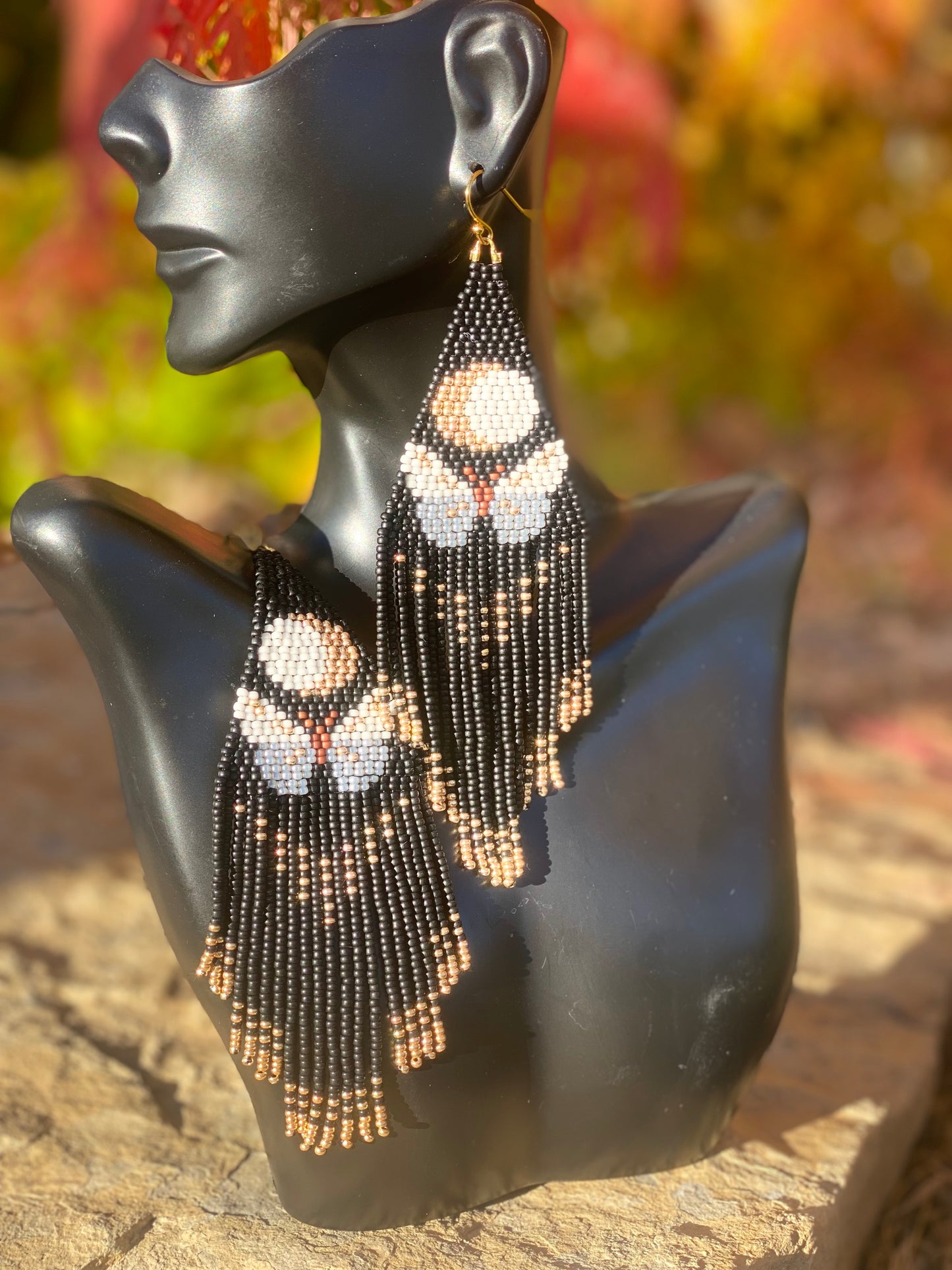 Midnight Moth Beaded Fringe Earrings