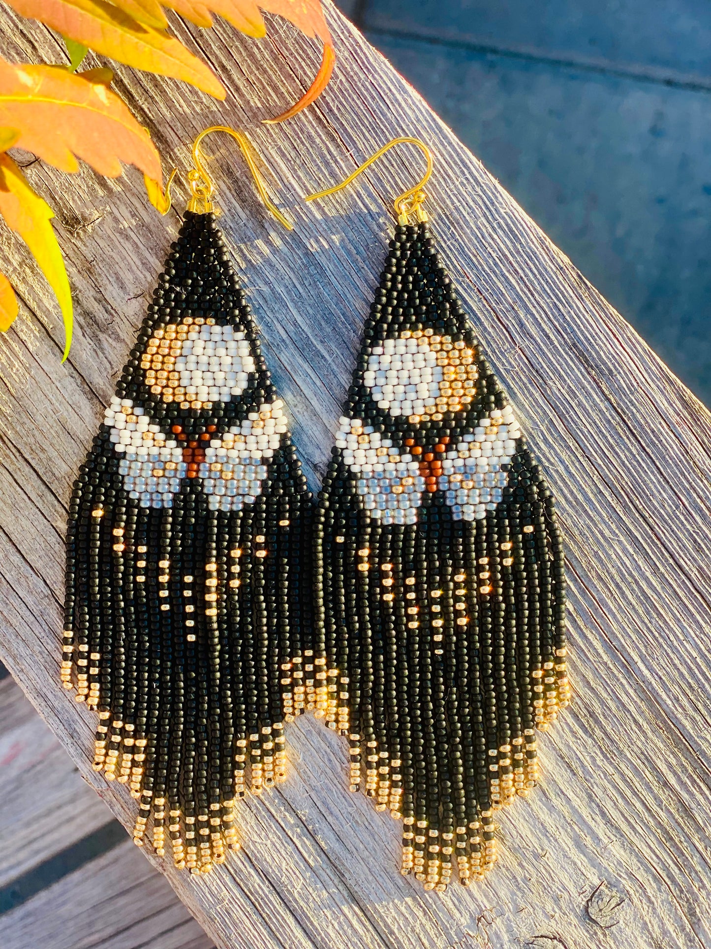 Midnight Moth Beaded Fringe Earrings