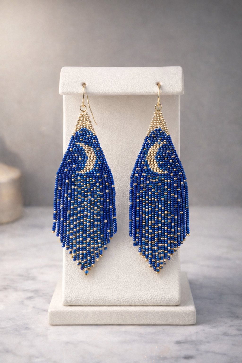 Moon Light Beaded Fringe Earrings