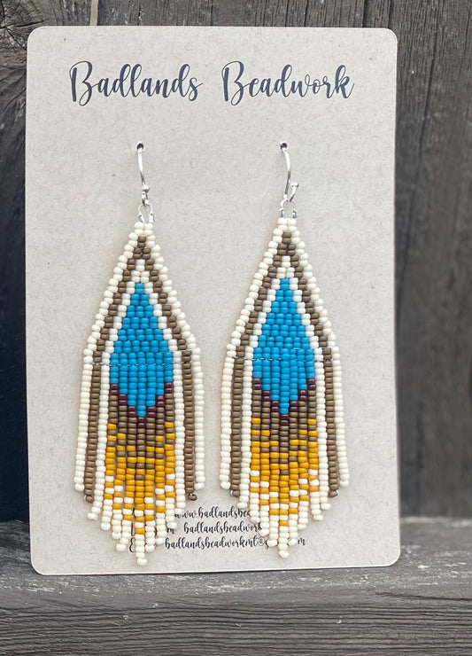 Earth to Montana Big Blue Sky Beaded Fringe Earrings