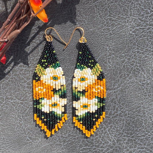 Autumn Blooms Beaded Fringe Earrings