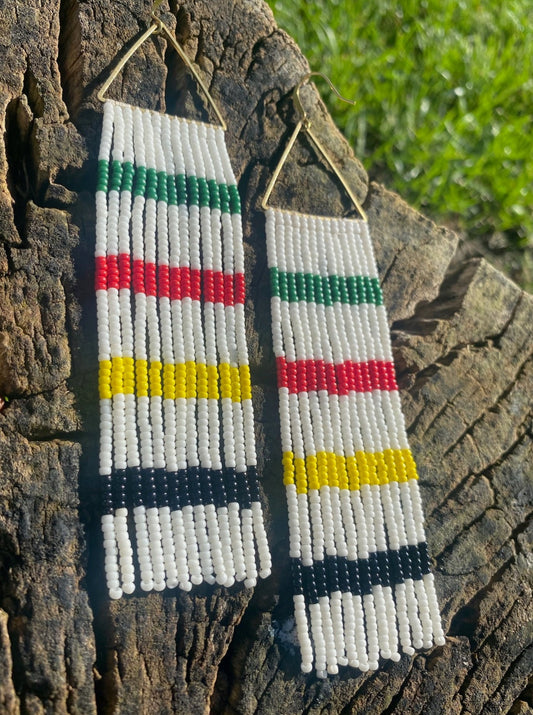 Pendleton blanket inspired fringe earrings