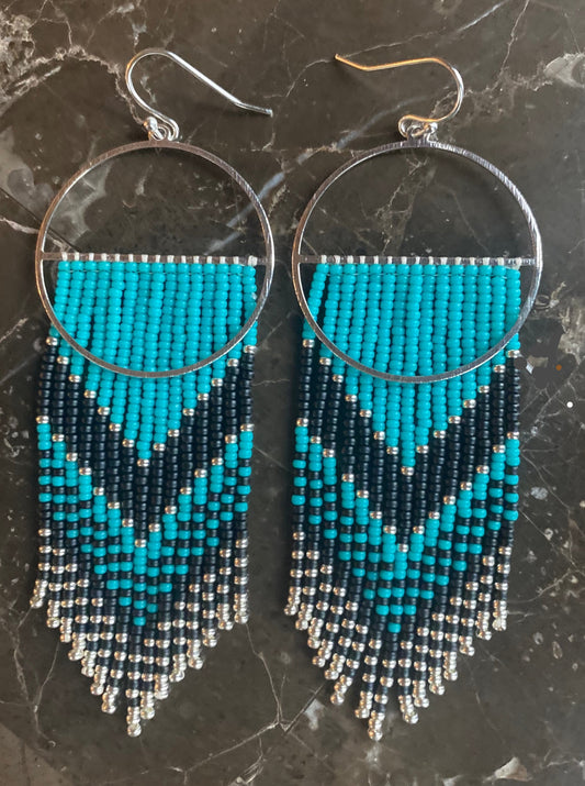 turquoise and black beaded earrings