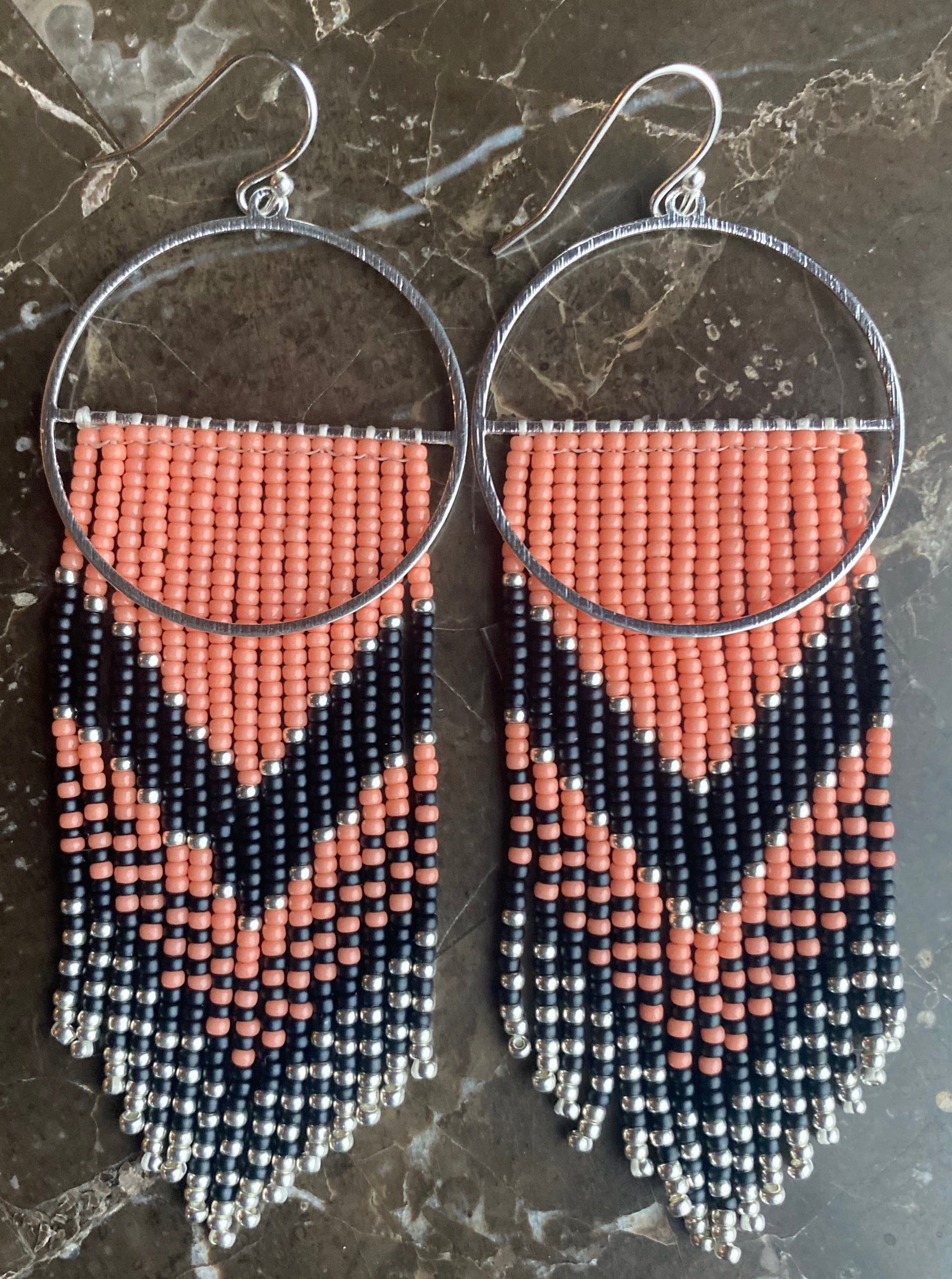 badlands beadwork coral beaded earrings